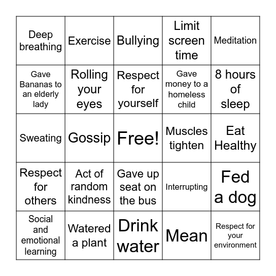 SEL REVIEW Bingo Card