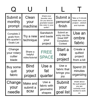 2026 Quiltalong Bingo - Q1 Bingo Card