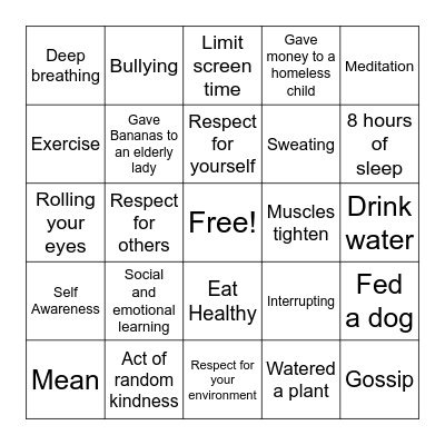 SEL REVIEW Bingo Card