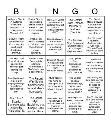 Chromebook bingo Card