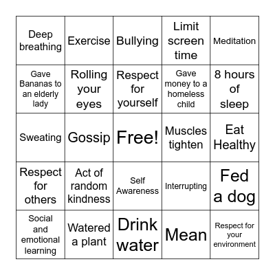 SEL REVIEW Bingo Card
