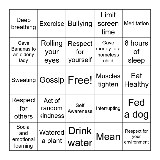 SEL REVIEW Bingo Card