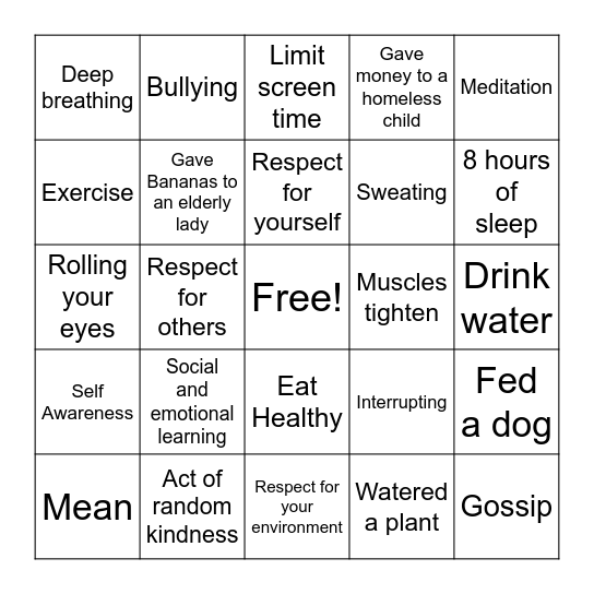 SEL REVIEW Bingo Card