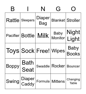 Baby Bingo Card