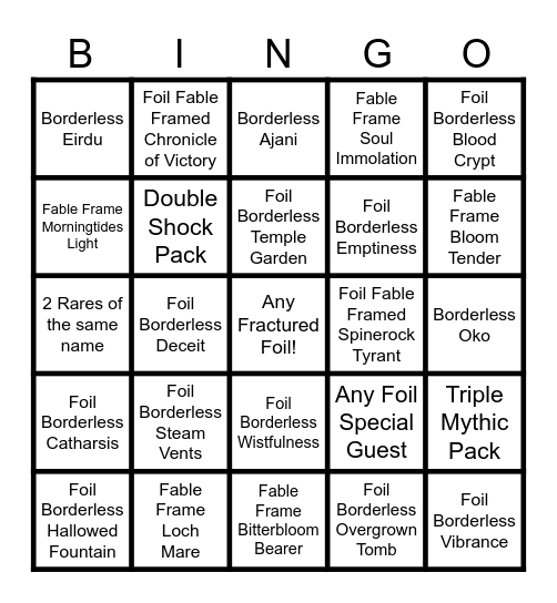 Lorwyn Eclipsed Collector Pack Bingo Card