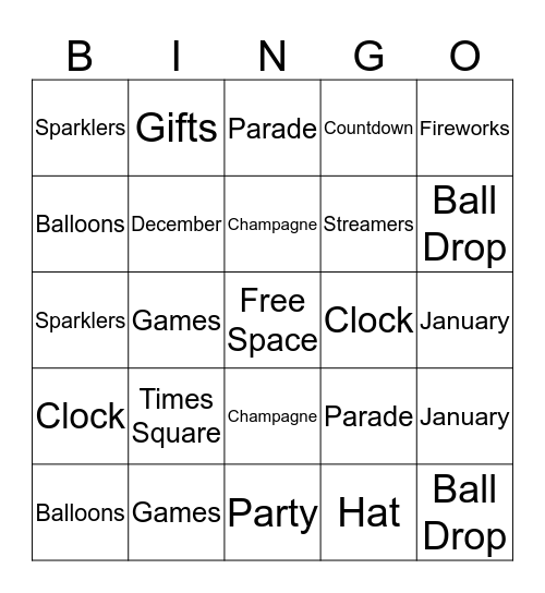 New Year BINGO 2017 Bingo Card