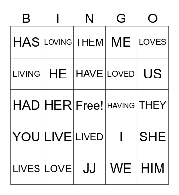 Live/Love/Have Bingo Card