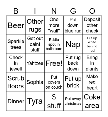 Weds thurs Bingo Card