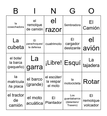Automóviles Bingo Card