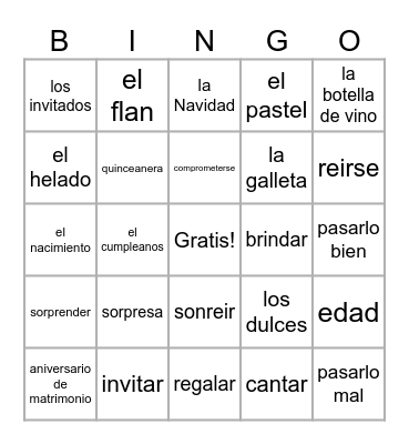 Las fiestas! Bingo Card