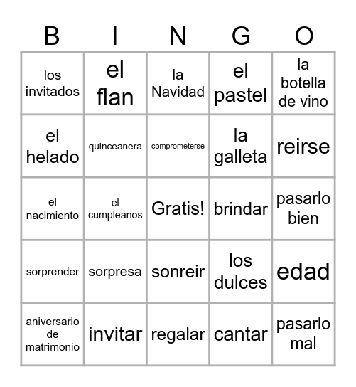 Las fiestas! Bingo Card