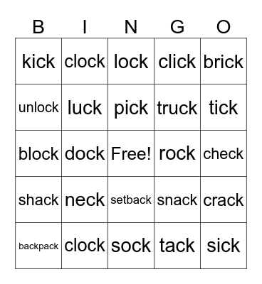 -CK Digraph BINGO Card