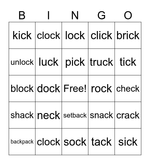 -CK Digraph BINGO Card
