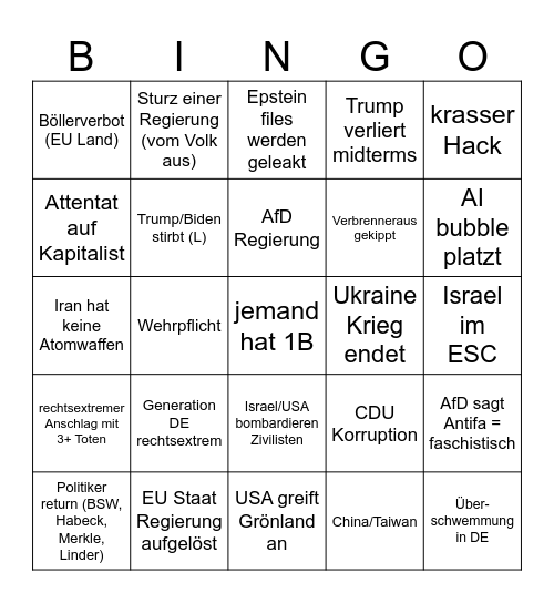 2026 Bingo Card
