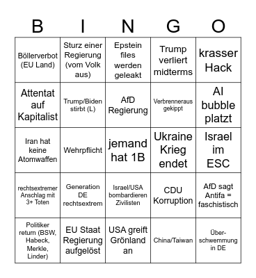 2026 Bingo Card