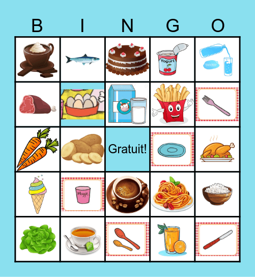 Le bingo des aliments Bingo Card