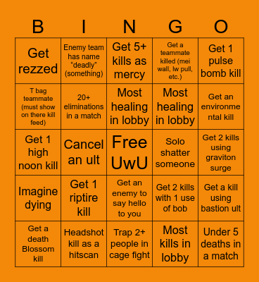 Overwatch Mystery Hero’s Bingo Card
