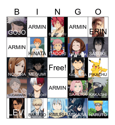 Anime Bingo Card