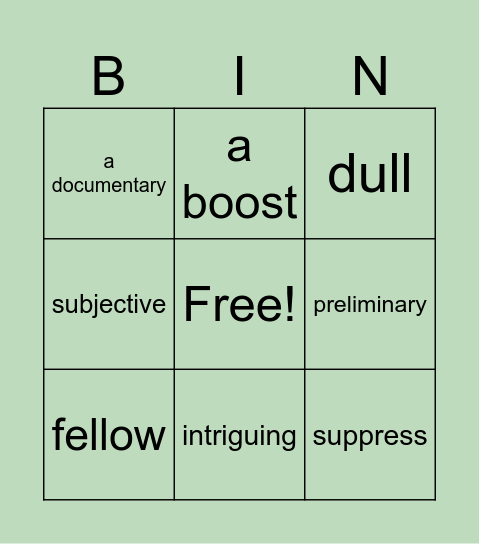 Vocab Bingo Card