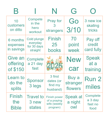 Maddy's 2026 Bingo Card