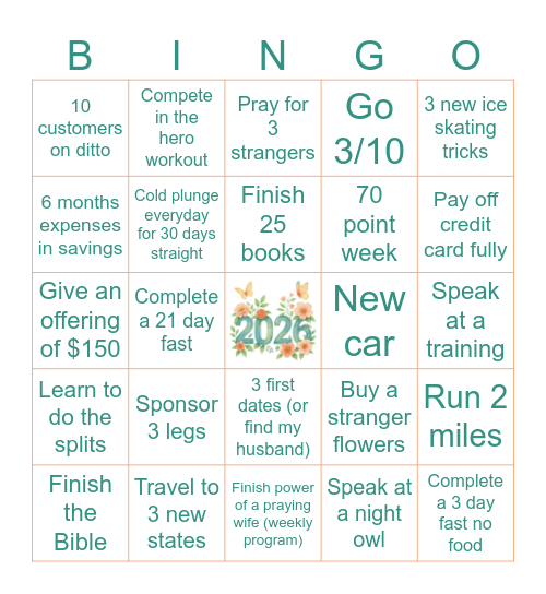 Maddy's 2026 Bingo Card