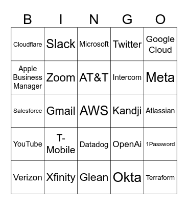 2026 Outage Bingo Card