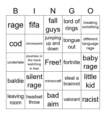 ragequitters Bingo Card