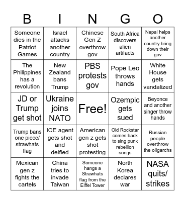 2026 World Bingo Card