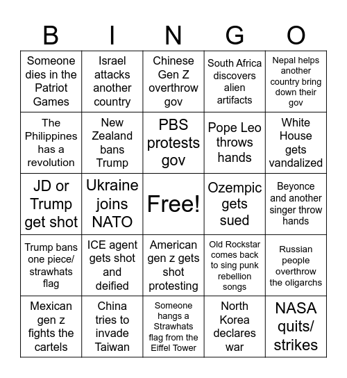 2026 World Bingo Card