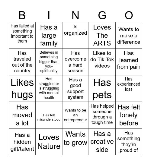 We Have More In Common Bingo Card