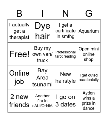 2026 Personal Bingo Card