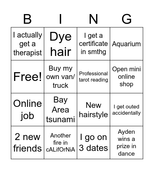 2026 Personal Bingo Card