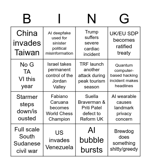 2026 Bingo Card