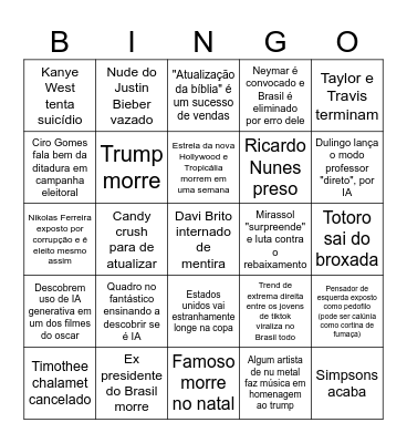Bingo 2026 Bingo Card