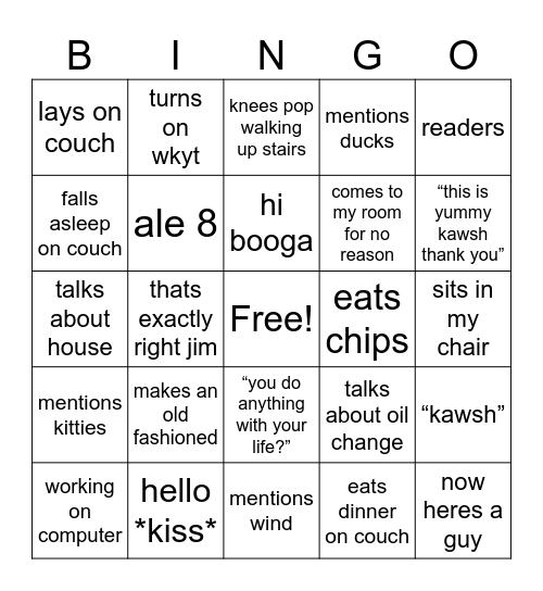 dad Bingo Card