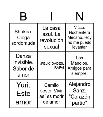 KARAOKE BINGO Card
