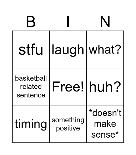 Cody Phrase Bingo Card