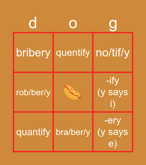dog bingo Card