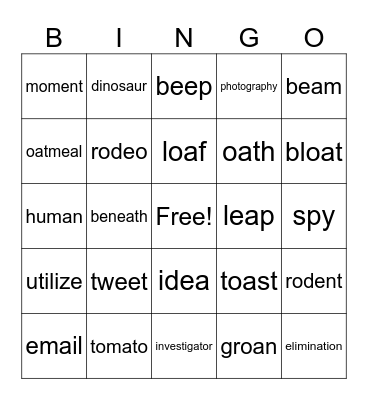 Vowel Teams + Open and Closed Words Bingo Card