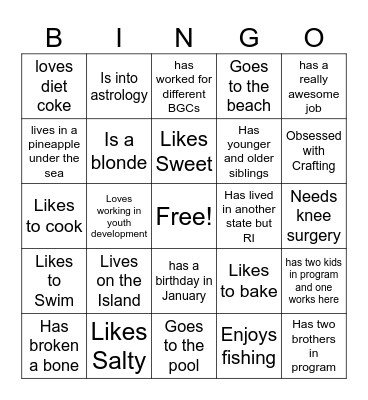 BGC Newport Bingo Card