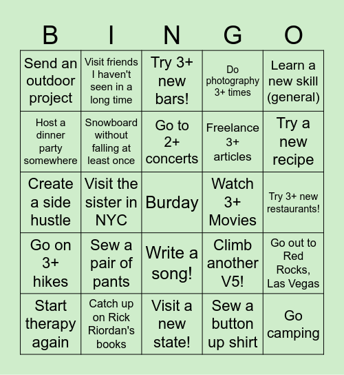 2026 Bingo! Bingo Card