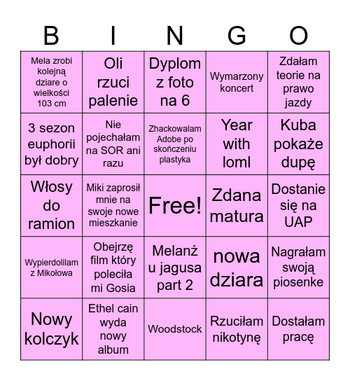 2026 Bingo Card
