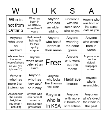 KSA exec meeting Bingo Card