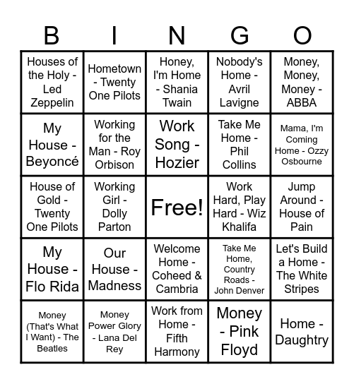 Mortgage Servicing Bingo Card