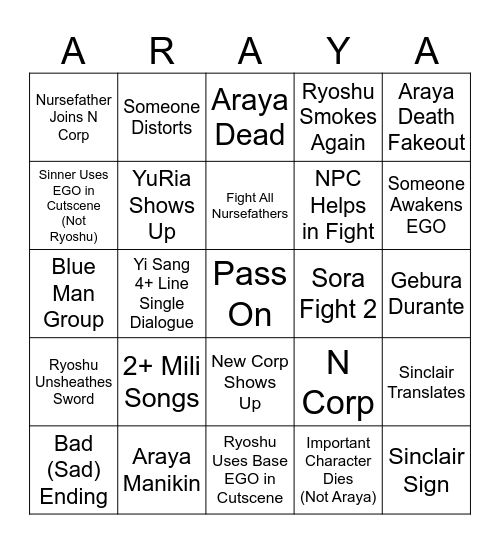 Canto 9 - Part III Bingo Card