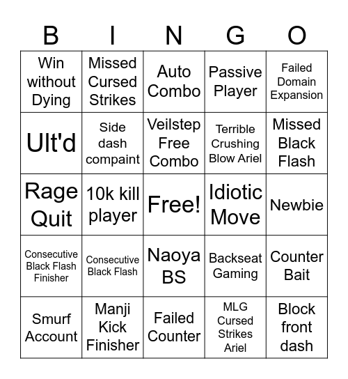 Yuji One Trick Pony Bingo Card