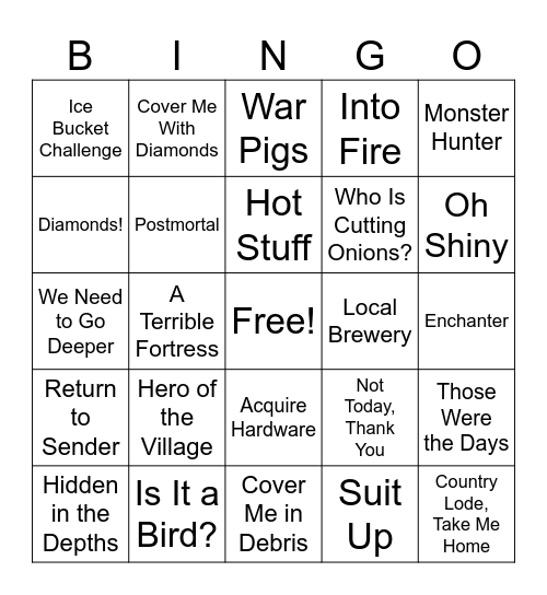 Minecraft advancements Bingo Card