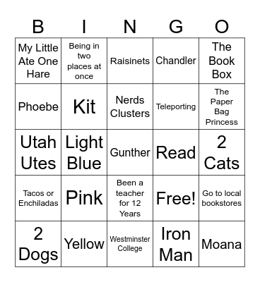 Mrs. Tatom Bingo Card