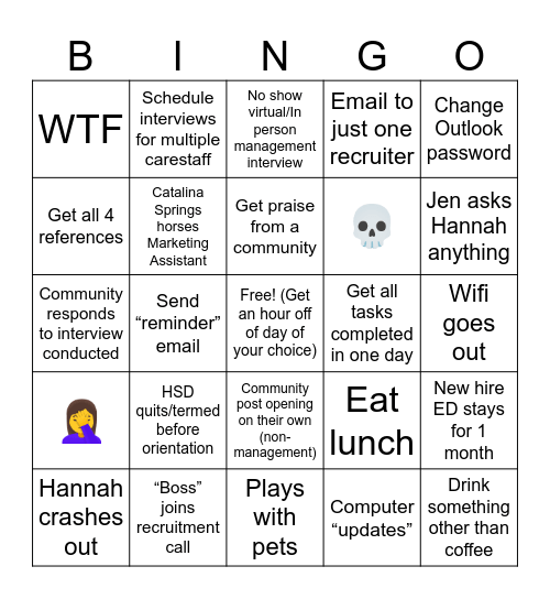 Recruiting Bingo Card