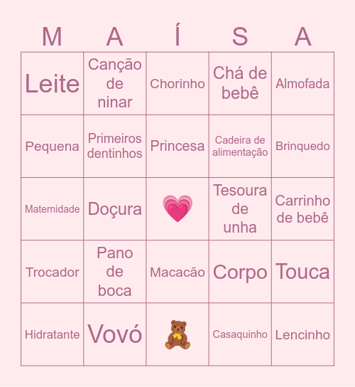 Chá de bebê Bingo Card